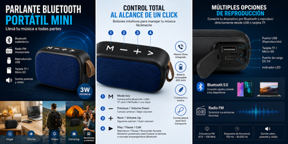 Parlante Bluetooth Portátil Mini | Sonido Potente, Radio FM y Reproducción MP3