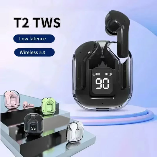 Auriculares Inalámbricos T2 Bluetooth Transparente con Pantalla LED